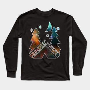 Hunker Down Camping Space & Stars Long Sleeve T-Shirt